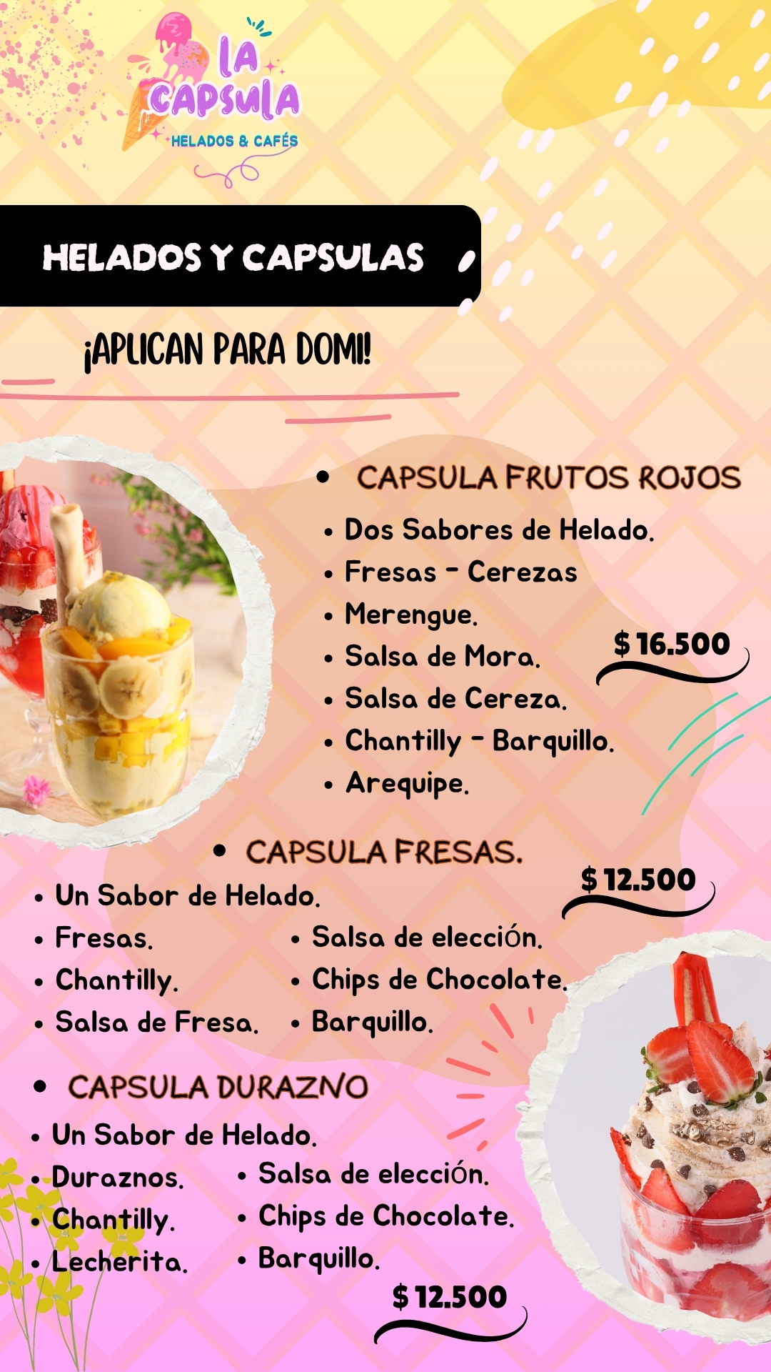 HELADOS Y CAPSULAS EN LA HELADERIA LA CAPSULA VISITANOS O PIDE TU DOMICILIO